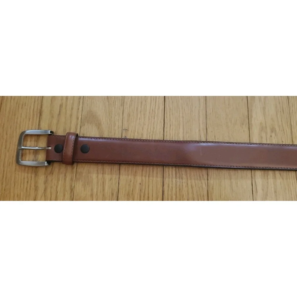Cabelas Belt Mens 34 Brown Leather  Detachable Buckle ZIPPER Inside Style 2905
